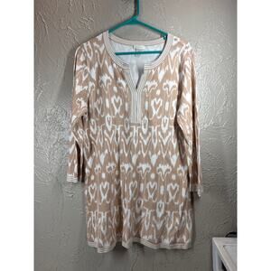 Chico's Scoop Neck Slit pattern 3/4 Sleeve Sweater‎ Dress Tunic Womens Size 2/12